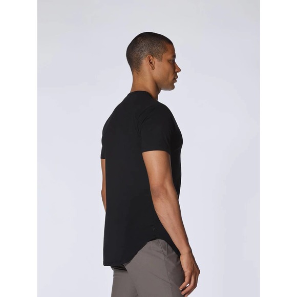 Cuts Clothing Men's Elongated Crew Neck Signature Fit Tee T-Shirt in Black - Picture 3 of 9